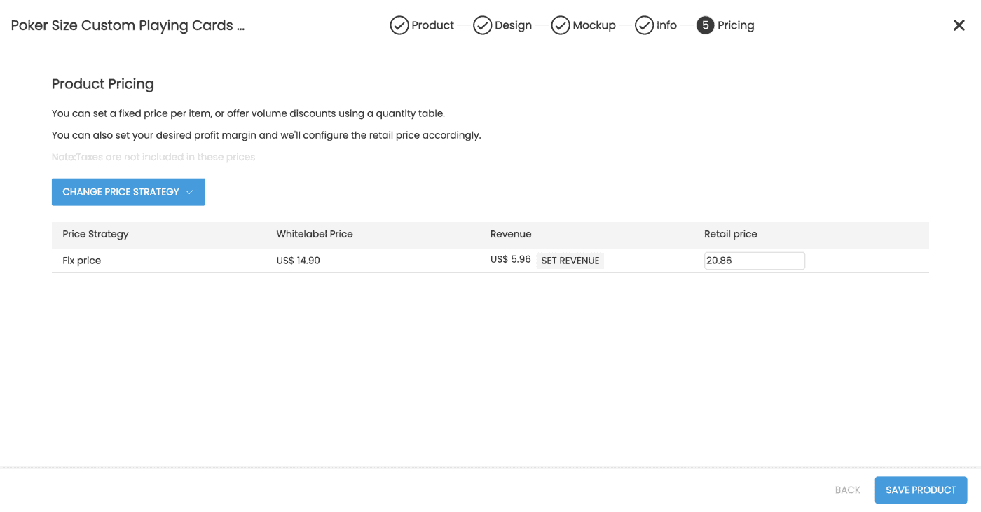 screen shot showing user to confirm final pricing